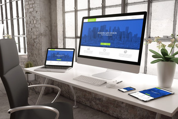Poster - industrial office mockup responsive website design