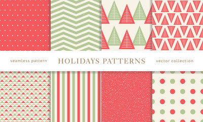 Wall Mural - Winter holidays seamless patterns