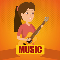 Sticker - woman playing guitar character