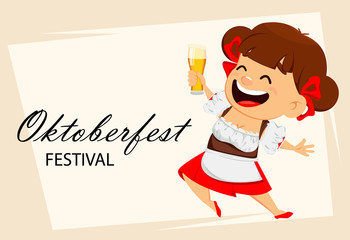 Wall Mural - Oktoberfest, beer festival. Funny woman