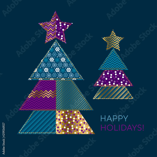 blue and gold xmas tree des...