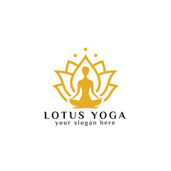 Wall Mural - yoga logo design stock. meditation in lotus flower illustration