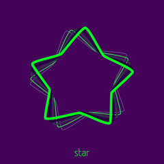 Poster - Abstract simple linear green star on indigo background. Vector symbol