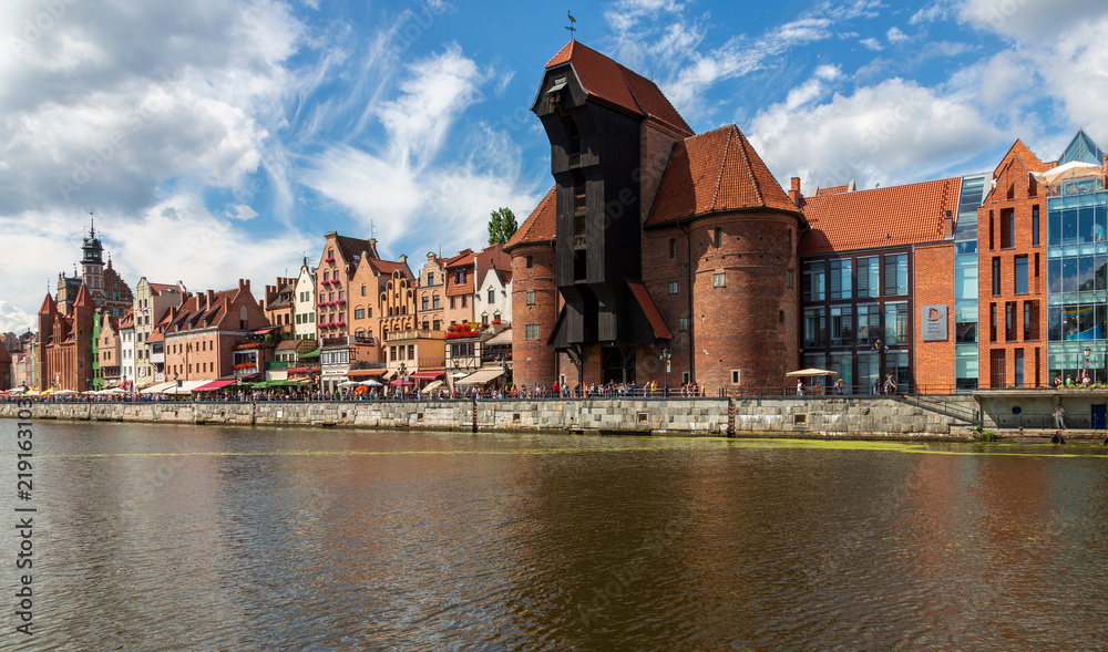Obraz na płótnie City view of Gdansk, Poland, Motlawa River. w salonie