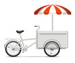 Food cart on white background for vehicle branding, corporate identity. Isolated cargo bike vector illustration with side view.