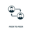 Peer To Peer icon. Monochrome style design from crypto currency icon collection. UI. Pixel perfect simple pictogram peer to peer icon. Web design, apps, software, print usage.