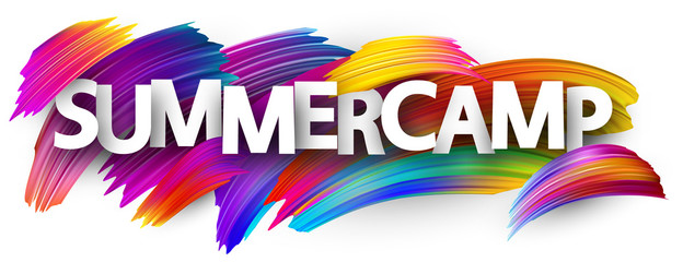 summer camp sign with colorful brush strokes.