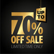 70 percent off sale discount limited time gold black background