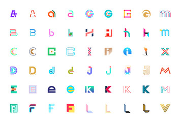 Poster - Abstract logos collection with letters. Isolated on White background