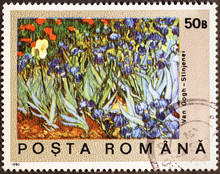 Painting Of Flowers By Van Gogh On Postage Stamp Of Romania