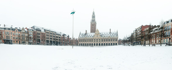 The university library on the Ladeuze square in the city of Leuven in Belgium 