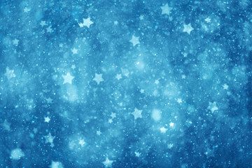 Wall Mural - Blurry star shapes with snowflakes backgrounds. Christmas and New Year Holidays copy space illustration. 