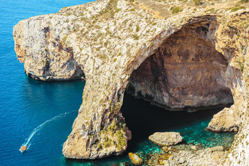 Wall Mural - Blue Grotto Landscape landmark rock formation in Malta