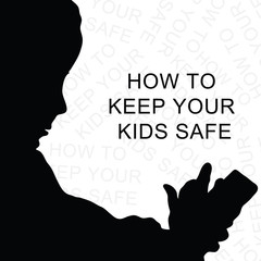 Wall Mural - keep kids safe on internet illustration