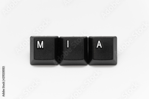 Fotografía Black keys of keyboard with different years, words, names