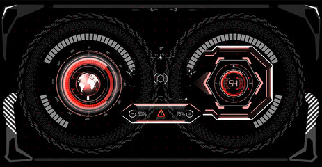 Poster - Futuristic VR Head-up Display Design. Sci-Fi Helmet HUD. Future Technology Display Design.