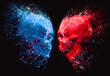 © Dimitrius - Red and blue skull shattered glowing polygons