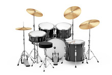 Professional Rock Black Drum Kit. 3d Rendering