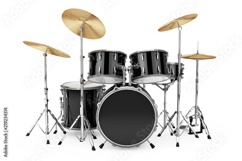 Cuadros en Lienzo Professional Rock Black Drum Kit. 3d Rendering