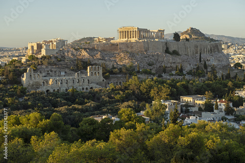 Plakat Akropol w Atenach o zmierzchu, Grecja