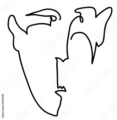 Man Of Face Simple Line Drawing Of Man Of Face Buy This