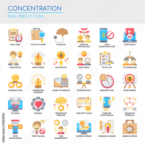 Fotografie, Obraz Concentration , Thin Line and Pixel Perfect Icons.