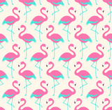 Fototapeta Młodzieżowe - seamless fuchsia flamingo bird pattern 