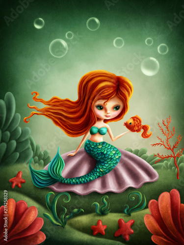 Fotografía Beautiful little mermaid girl