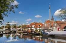 Bridge And Old Ships At The Quay In Edam, Netherlands