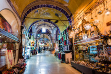 ISTANBUL, TURKEY - JULY 10, 2017: Grand Bazaar  In Istanbul, Turkey. It Is One Of The Largest And Oldest Covered Markets In The World