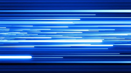 Wall Mural - beautiful light photons running fast blue color on black. digital design concept. looped 3d animatio