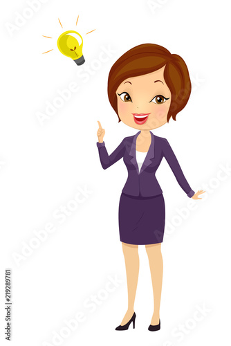 Girl Business Idea Thinking Illustration