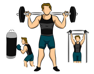 Poster - Man Gym Workout Illustration