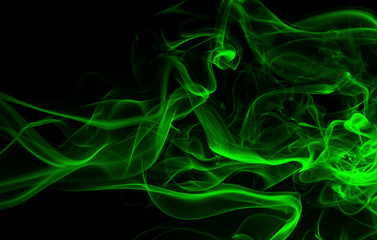 Wall Mural - Green Smoke abstract on black background