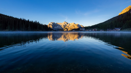  Lake Misurina at sunrise, Dolomite Mountains, Italy