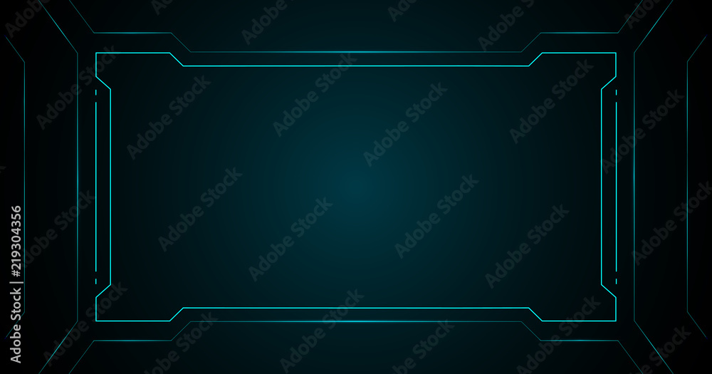 Blue square frame technology futuristic interface hud vector background ...