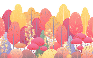 Wall Mural - Line Horizontal Seamless Border with Autumn Trees