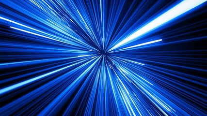 Wall Mural - beautiful space travel through stars trails blue color. abstract hyperspace jump in universe. digita