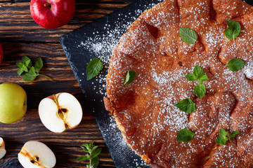 Wall Mural - close-up of an apple pie charlotte