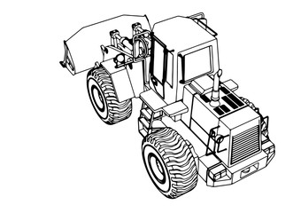 Sticker - sketch of a construction bulldozer vector