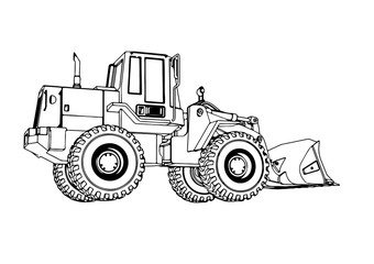 Sticker - sketch of a construction bulldozer vector