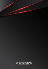 Poster - abstract metallic red shiny color black frame layout modern tech design vector template background