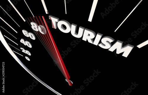 Fotografie, Tablou Tourism Travel Agent Transportation Speedometer Word 3d Illustration