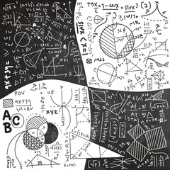 Wall Mural - Physical formulas and phenomenon. hand-drawn illustration. science board with math. physics education at school