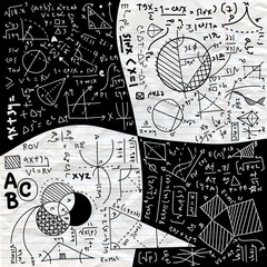 Wall Mural - Physical formulas and phenomenon. hand-drawn illustration. science board with math. physics education at school