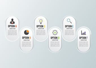 Poster - Template Timeline Infographic colored horizontal numbered for six position can be used for workflow, banner, diagram, web design, area chart.