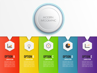 Poster - Abstract digital illustration Infographic five otions. Vector illustration can be used for workflow layout, diagram, number options, web design.