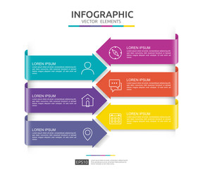 Poster - 6 steps infographic. timeline design template with 3D paper label. Business concept with options. For content, diagram, flowchart, steps, parts, workflow layout, chart.