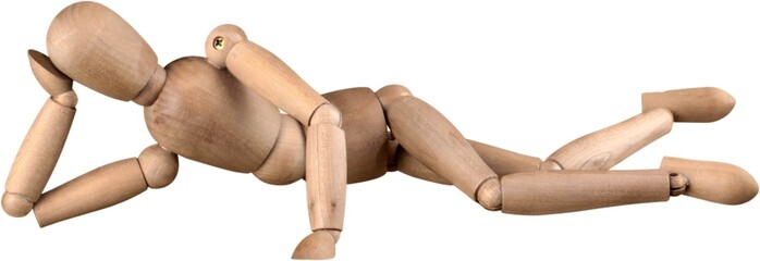 Wooden mannequin lying down