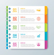 © kaisorn - Infographics tab in horizontal paper index with 5 data template. Vector illustration abstract notebook background. Can be used for workflow layout, business step, banner, web design.